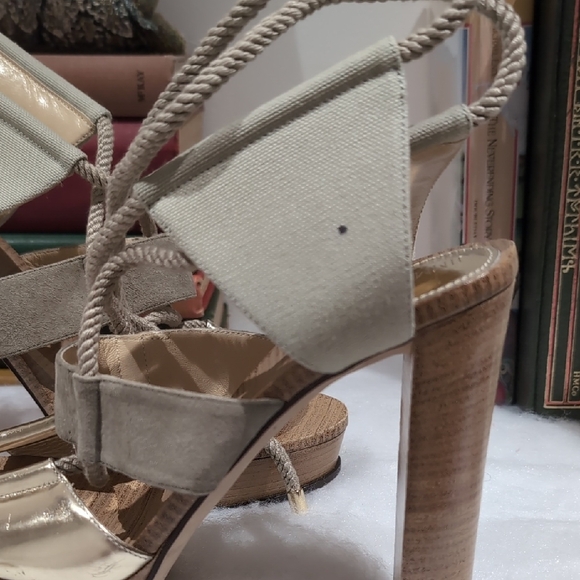 Jimmy Choo Beige and Gold Strappy Heels - Picture 7 of 7